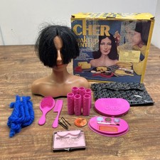RARE VTG 1970s Mego Cher Makeup Center Styling Head Original Box Accessories** picture