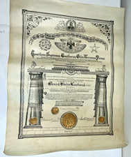 Vtg Masonic 1901 Certificate Document Concilium Supremum Conciliorum Orbis 25x19 picture