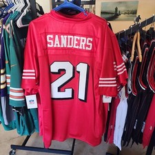 VINTAGE Deion Sanders Jersey Throwback Red San Fransisco 49ers - MENS LARGE picture