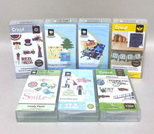 Lot of 7 NEW Cricut Cartridges Sports Mania Calendar Floral Phrases Holiday picture