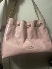 NEW Coach Evelyn Quilted Leather Shoulder Bag Carnation Pink Gold Chain CDR00 picture