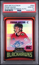 Frank Nazar 2024-25 O-Pee-Chee Platinum Retro Red Rainbow Rookie Auto PSA 10 picture