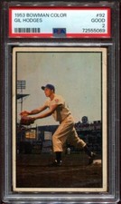 PSA 2 GOOD 1953 BOWMAN COLOR GIL HODGES #92 DODGERS HOF 55069 SD160 picture