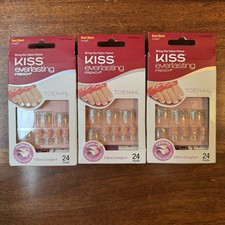 Kiss Everlasting French Real Short Size Glue on Nails for Toe Nails Lot Of 3 picture