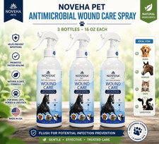 Noveha Antimicrobial Wound Spray 16 oz Hypochlorous Dog Cat Horse HotSpot 3pk picture