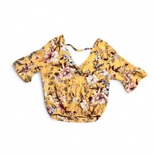 Women's Multi Floral Yellow Crop Top Size M picture