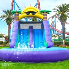26FT Commercial Inflatable Double Water Slide with Big Splash Pool &1100W Blower picture