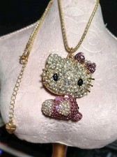 Betsey Johnson Multi-colored  Hello Kitty Cat Rhinestone Necklace picture
