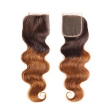 Ombre 4/30 Body Wave Swiss Closure Remy Human Hair 4x4 Free Part  picture