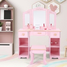 2-in-1 Children's Dressing Table Set + Removable Mirror, Princess Dressing Table picture