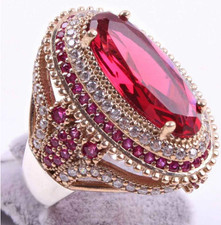 Turkish Handmade 925k Sterling Silver Red Ruby  Women Ring Lab-Created Gift 001 picture