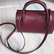 Cartier Authentic Must Line Bordeaux Leather 2Way Boston Shoulder Bag w/ Strap picture