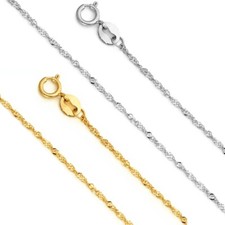 Solid 14k Gold Singapore rope chain Necklace Made in Italy All lengths picture