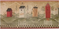 Primitive Rustic Country Outhouse Bath Wallpaper Wall Border  Crafts Lodge Cabin picture
