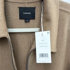 Vince Men's Camel Wool Zip Front Jacket, Point Collar Short Length, XL  picture