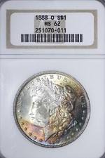 BU 1888-O Morgan Silver Dollar NGC MS62 Wicked Awesome Premium Toning JNMX picture
