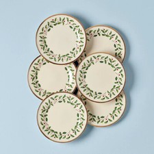 Lenox Fine China HOLIDAY Christmas / Holly Salad Plates - Set of Six - N/O picture
