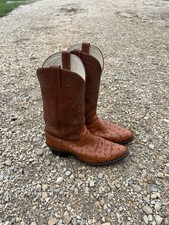 VTG Dan Post Full Quill Ostrich Western Cowboy BOOTS  Size 10.5 EE picture