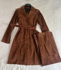 Vtg Wilson’s Leather Suede Boho Retro Long Jacket with skirt(12) Coat Sz M  picture