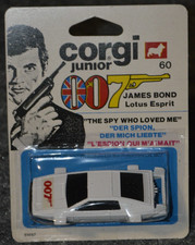 1970's Corgi Junior 007 James Bond Car #60 Lotus Esprit On Card Made In UK picture