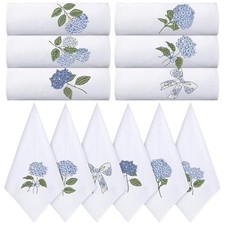 HunnmingRe 12 Pcs Blue Hydrangea Cloth Napkins Bulk 100% Cotton, 17x17inch picture