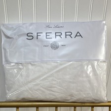 SFERRA Celeste 3990 Queen Fitted Sheet White Cotton Percal made in Italy $347 picture