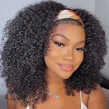 ISEE Afro Kinky Curly Headband Wig Human Hair Glueless 18Inch for Women picture