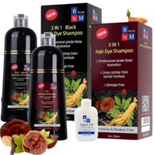 BNM Health 3 in 1 Hair Dye Shampoo Instant Gray Coverage Herbal 500mL Men Women picture