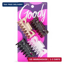 Goody SlideProof Classics Medium Claw Clips - 4 Ct, Assorted Neutrals, Hair Styl picture