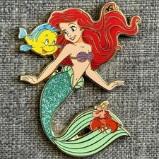Disney Artland Ariel Flounder Sebastian Glitter Tail Little Mermaid LE200 Pin A8 picture
