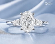 IGI 3 Ct Oval EF/VS1 Lab Grown Diamond Women Engagement Gift Ring 14K White Gold picture