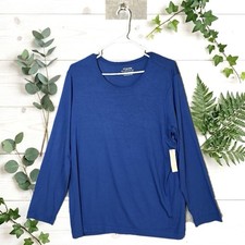 NWT Chico's Blue Top Womens Essentials Layer Top Long Sleeve Basic Knit picture