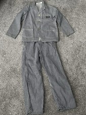 Vintage Osh Kosh B’Gosh Overalls Union Made Striped Denim Kids YOUTH Set Rare picture