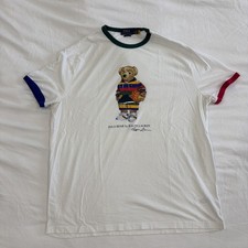 Polo Bear Ralph Lauren Basketball White Ringer T-Shirt XL picture