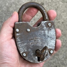 Old Vintage 1950s Russian Soviet USSR Military Padlock Lock With Key. picture