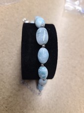 D'Joy Larimar 85.00 ctw Tumble Beaded Bracelet in Rhodium/ Sterling Silver 7.25