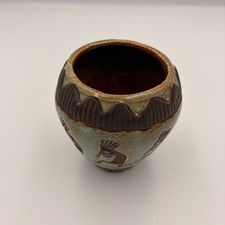 Vintage Native American Navajo Flute Player Dancer Southwest Style Pottery Bowl picture