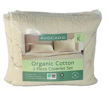 Avocado Herringbone 3-piece Organic Cotton Coverlet Set- KING SIZE picture