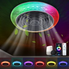 RGB Smart Ceiling Fan with Light Alexa & App & Remote Control Flush Mount Fan picture