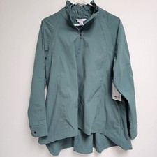 Athleta Womens Small Advantage Poplin Top Deep Teal 1/4 Zip Long Sleeve New $159 picture