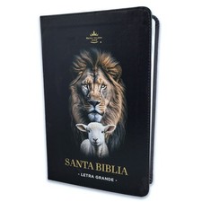 Biblia Letra Grande 12 puntos RV1960 imit piel negro cordero y leon con indice picture