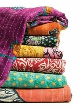 20 PC Vintage Kantha Quilt Sari Coverlet Sundance kantha Throw Recycle Fabric picture