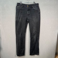 Vintage Mr Lee Mens Size 34 (30 x 30 ACUTAL) Black Denim Straight-Leg Jeans picture