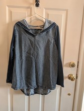 Soft Surroundings Denim Pull Over Shirt Hoodie L picture