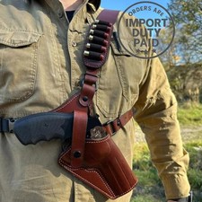 Hand Molded Leather Chest Revolver Holster for Colt Anaconda with Bullet Loops. picture