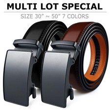 Genuine Leather Mens Ratchet Belt Belts For Men Adjustable Automatic Buckle picture