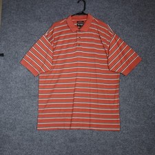 Bolle Golf Mens Orange Striped Polo Shirt Large 60s Two Ply Mercerized Cotton picture