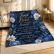 Trust In The Lord Proverbs 3:5-6 Coral Fleece Blanket Faith Quote picture