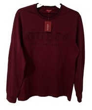 Men’s NWT Guess Los Angeles Red T-Shirt Long Sleeve Size S Crew Neck picture