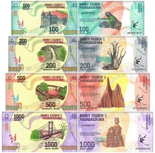 Madagascar 100-1000 Ariary 4 Pieces Full Set, 2017 ND, P-97-100, UNC picture